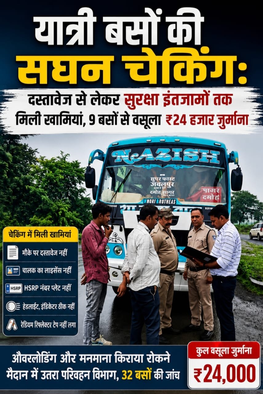 यात्री बसों की सघन चेकिंग: दस्तावेज से लेकर सुरक्षा इंतजामों तक मिली खामियां