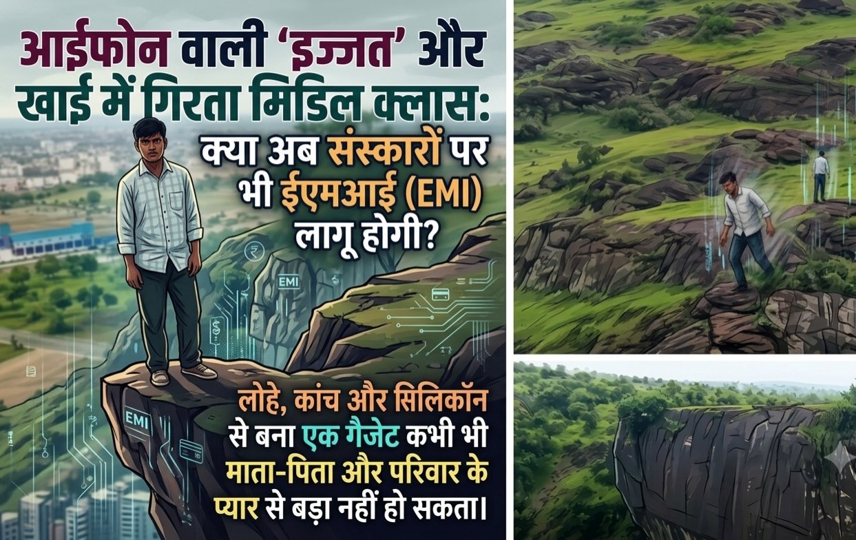 आईफोन वाली ‘इज्जत’ और खाई में गिरता मिडिल क्लास: क्या अब संस्कारों पर भी ईएमआई (EMI) लागू होगी?