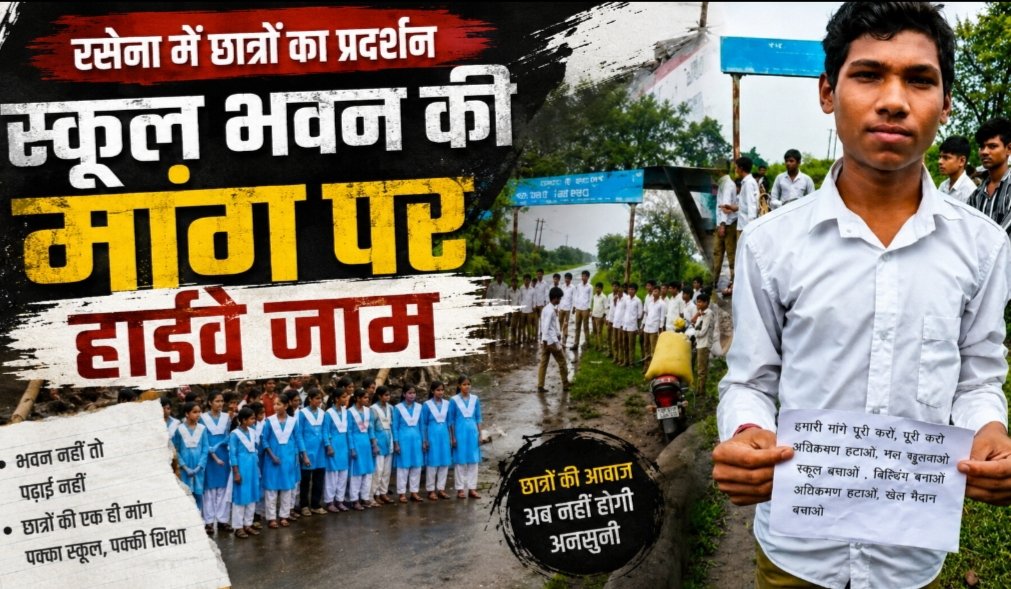 स्कूल भवन की मांग पर हाईवे जाम, सैकड़ों छात्रों का प्रदर्शन